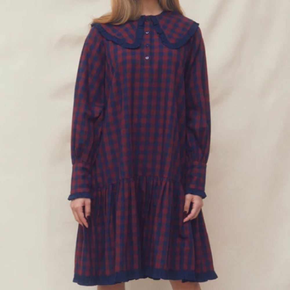 Ophelia & Indigo Burgundy Smock Dress